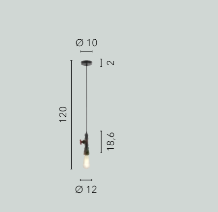 Sospensione metallo effetto ruggine stile tubi e rubinetti 1XE27 non incl. AMARCORD Sospensione metallo effetto ruggine stile tubi e rubinetti 1XE27 non incl. AMARCORD